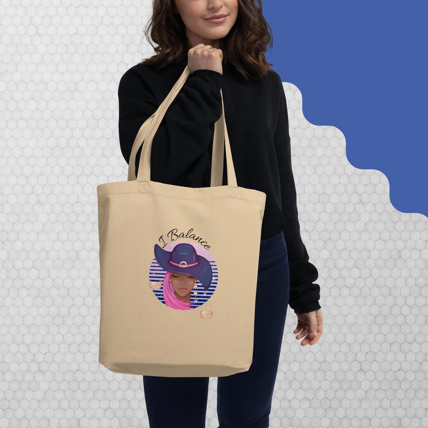 Libra I Balance Eco Tote Bag(black print)