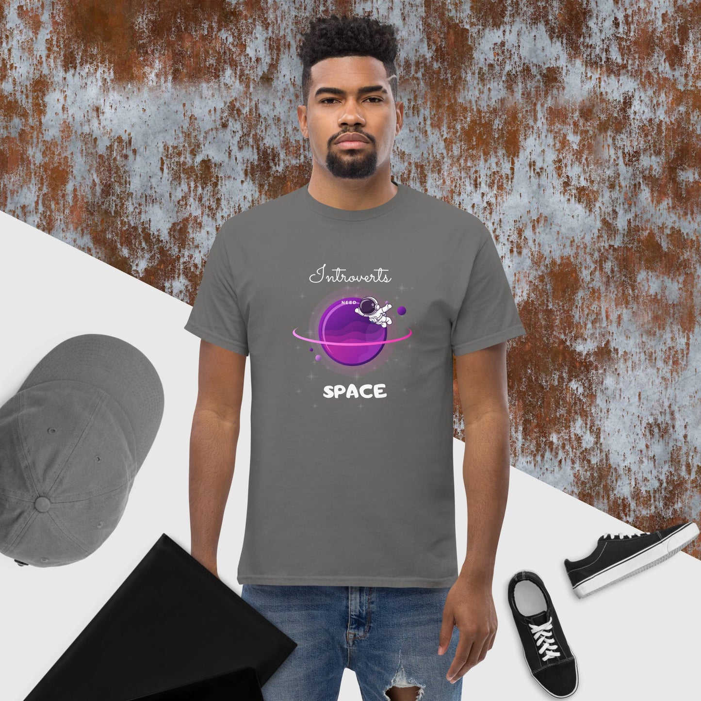 Introvert Men's Classic Tee(white print)