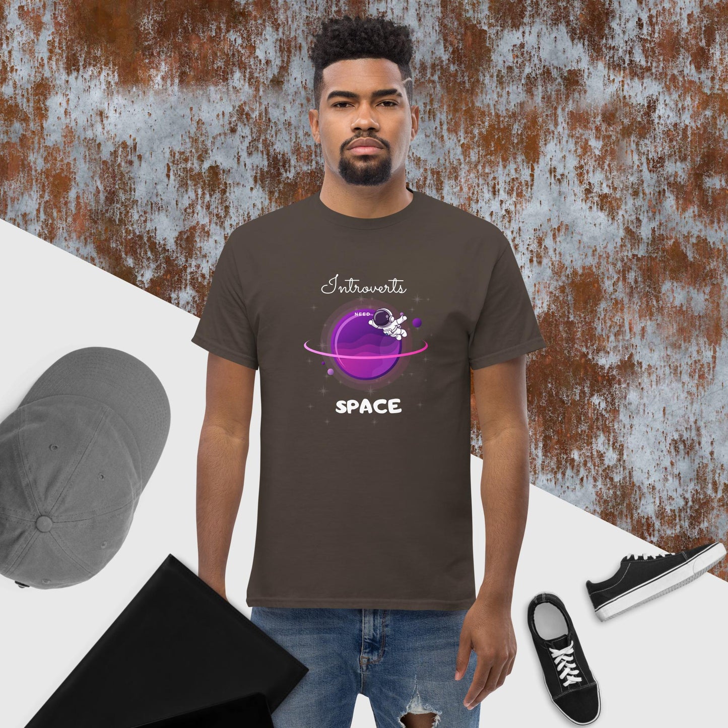 Introvert Men's Classic Tee(white print)