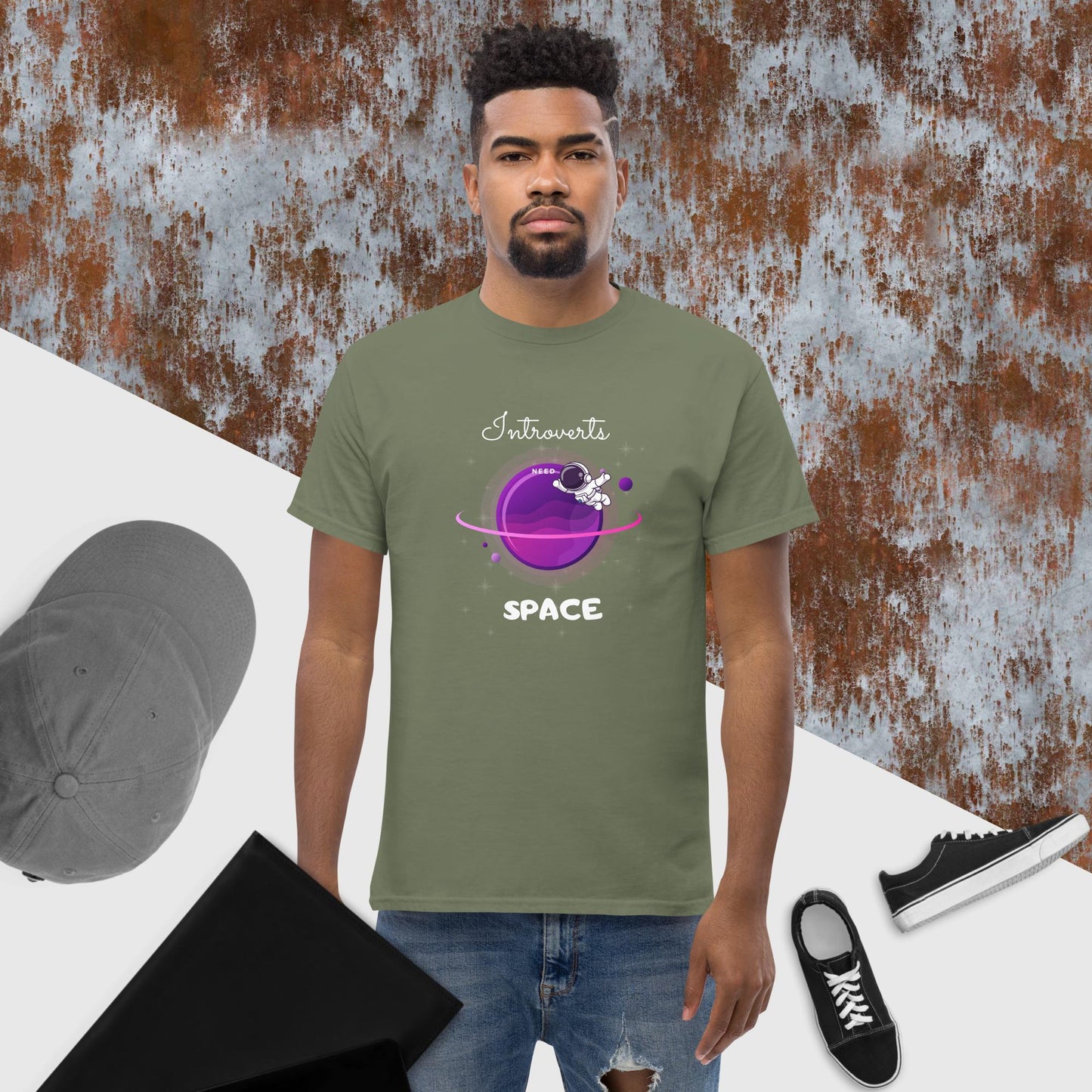 Introvert Men's Classic Tee(white print)