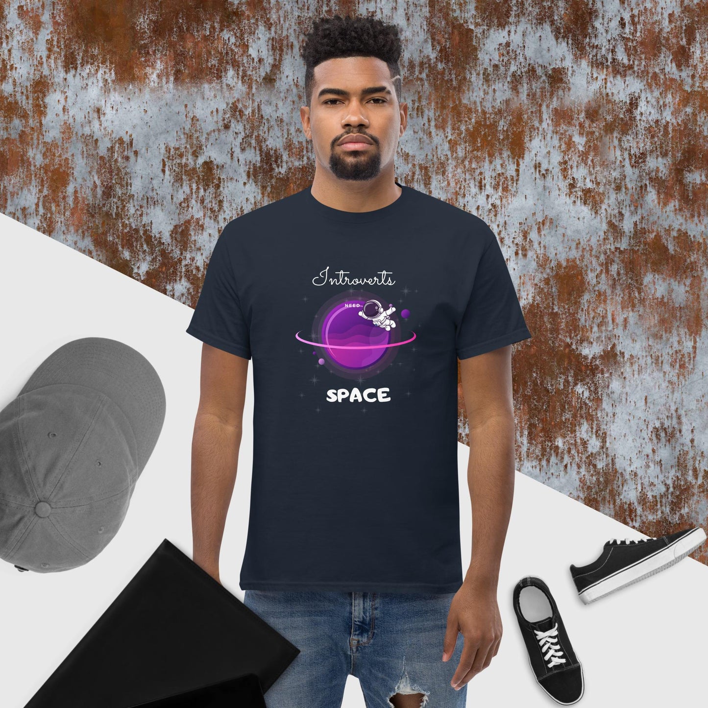 Introvert Men's Classic Tee(white print)