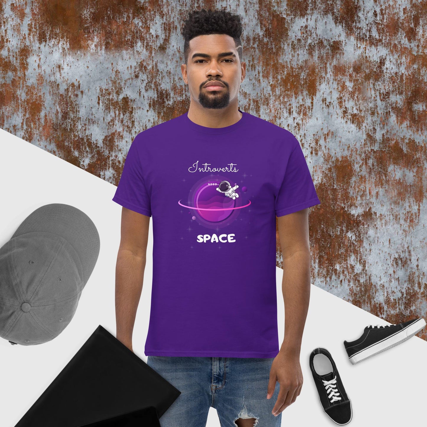 Introvert Men's Classic Tee(white print)