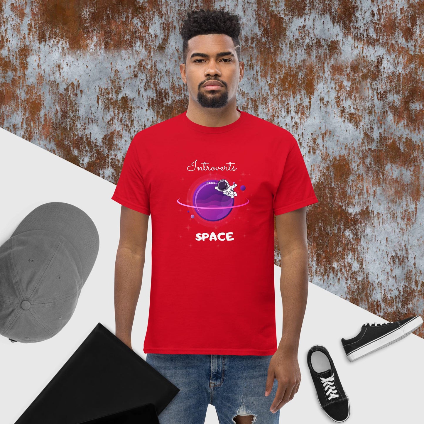 Introvert Men's Classic Tee(white print)