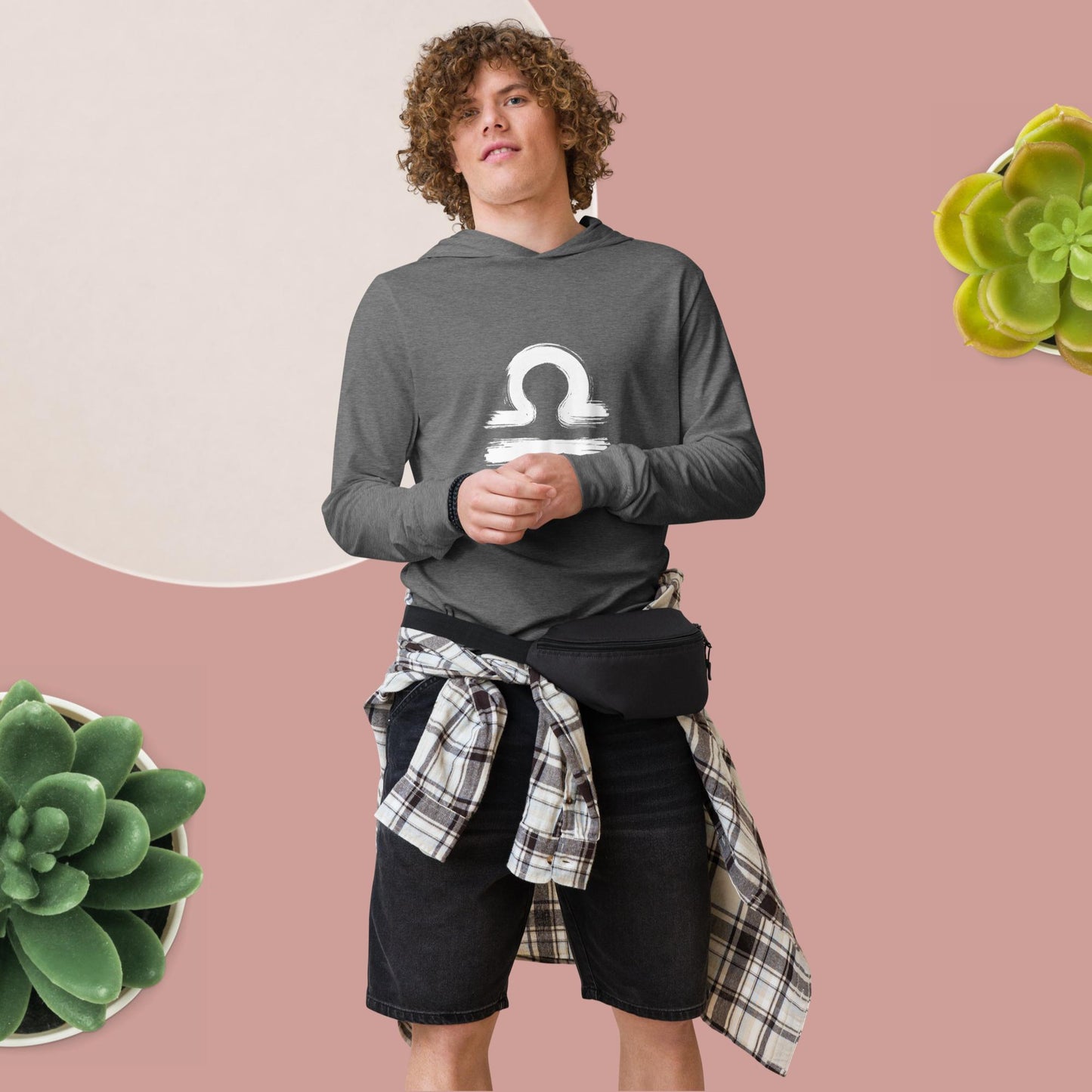 Libra Hooded long-sleeve tee(white print)