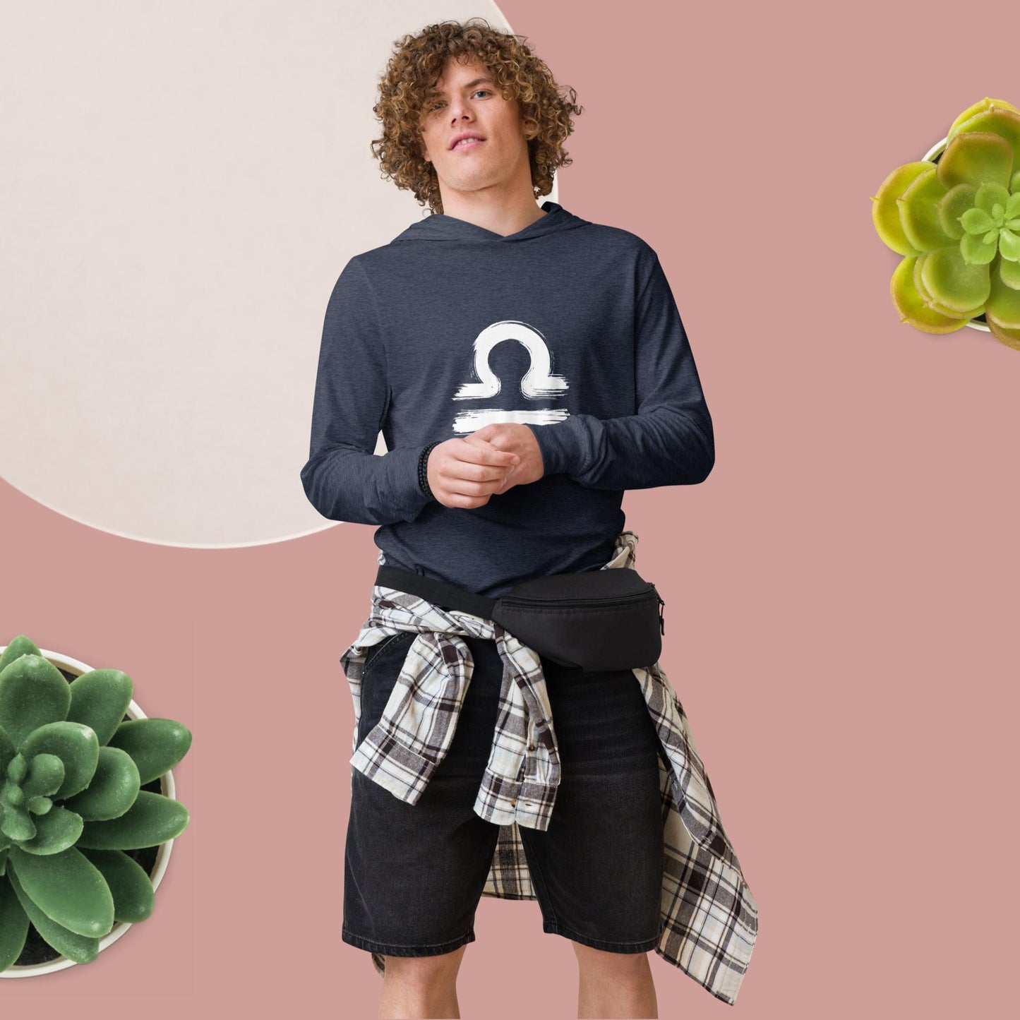 Libra Hooded long-sleeve tee(white print)