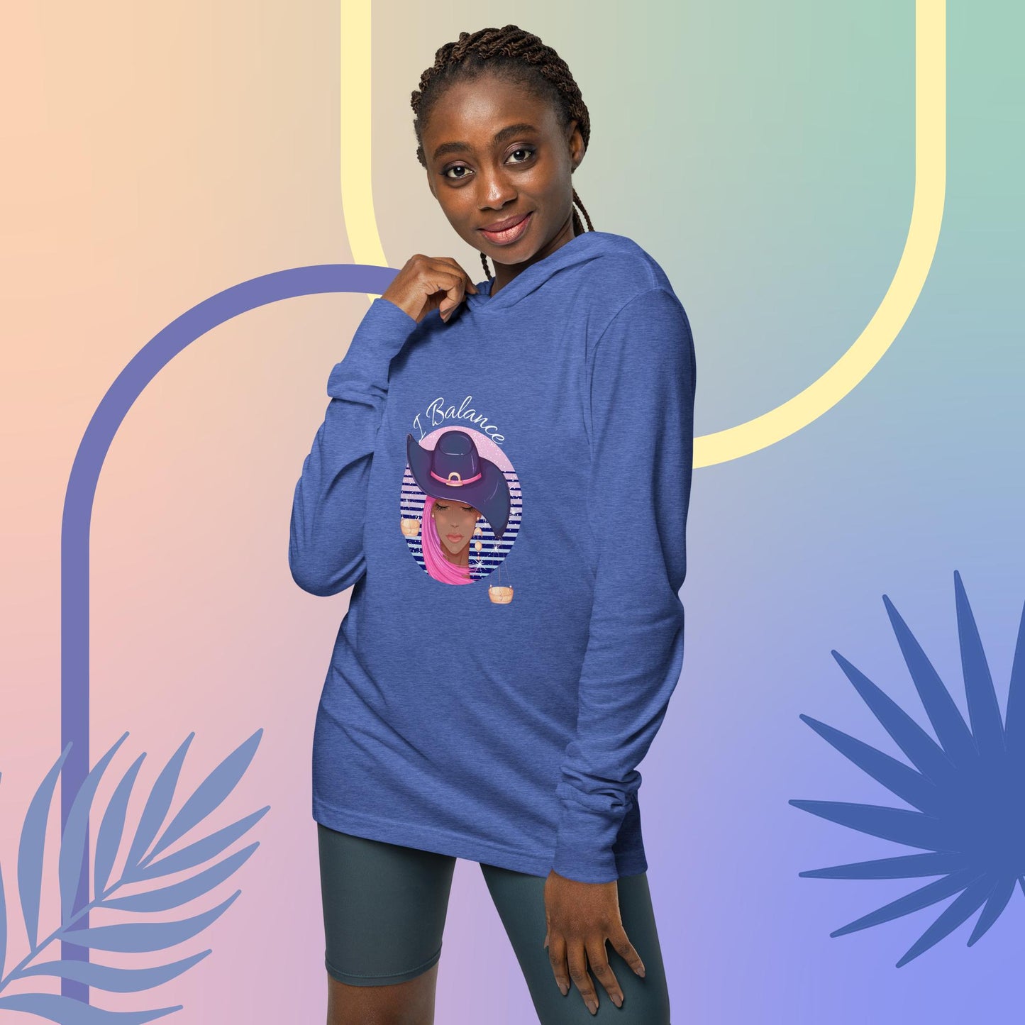 Libra I Balance Hooded long-sleeve tee(white print)