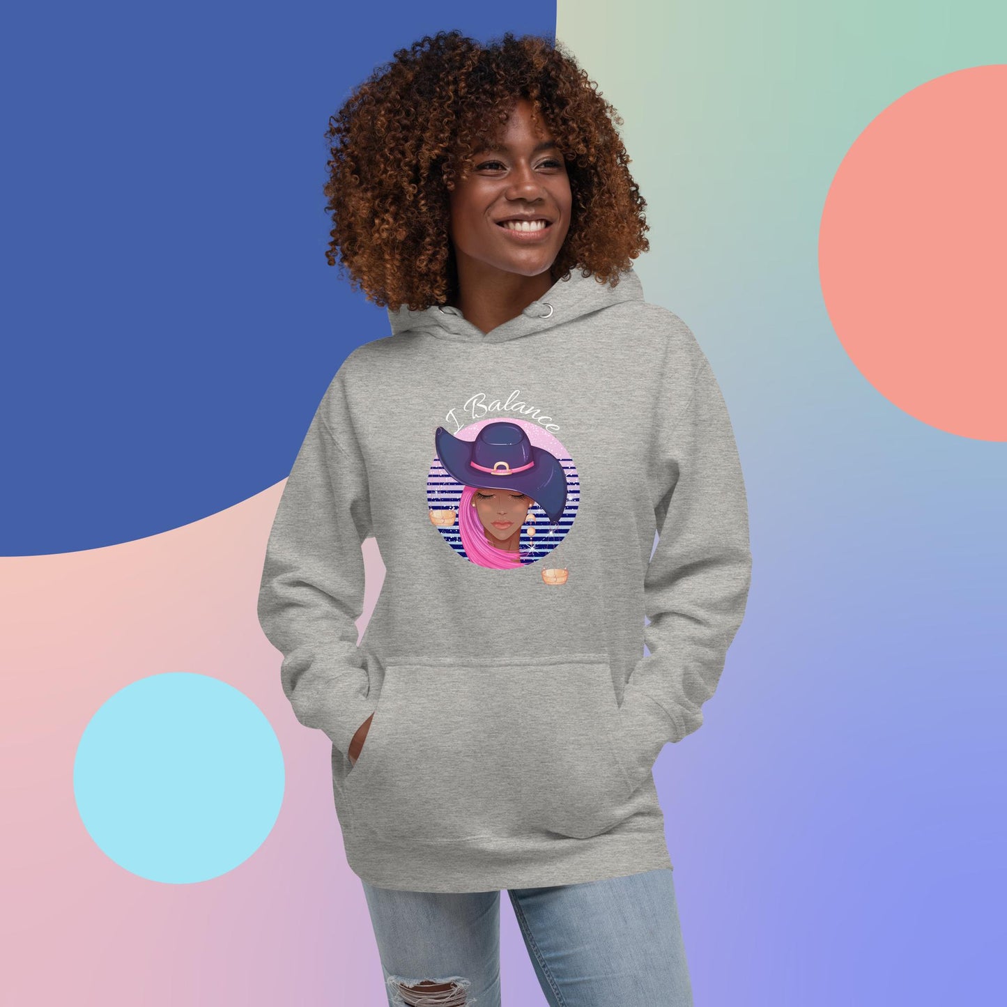 Libra I Balance Unisex Hoodie(white print)