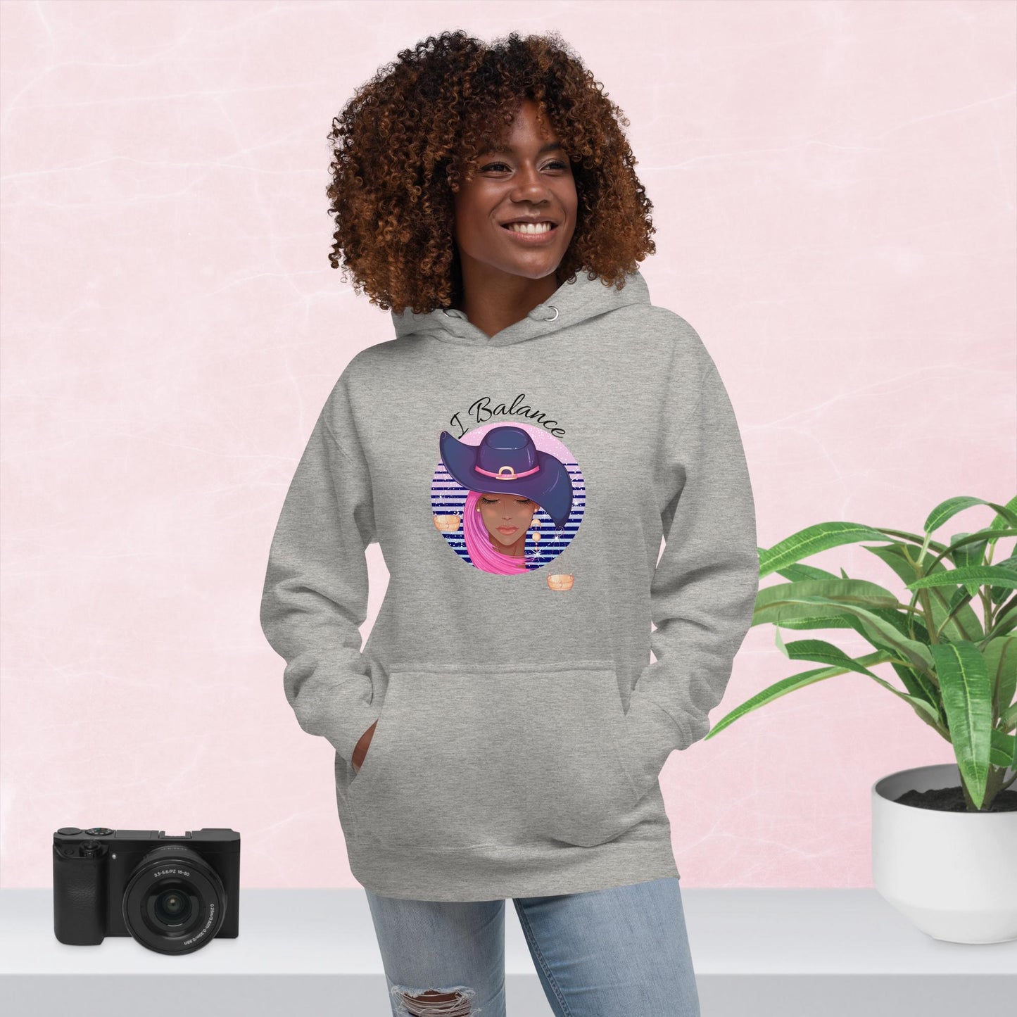 Libra I Balance Unisex Hoodie(black print)
