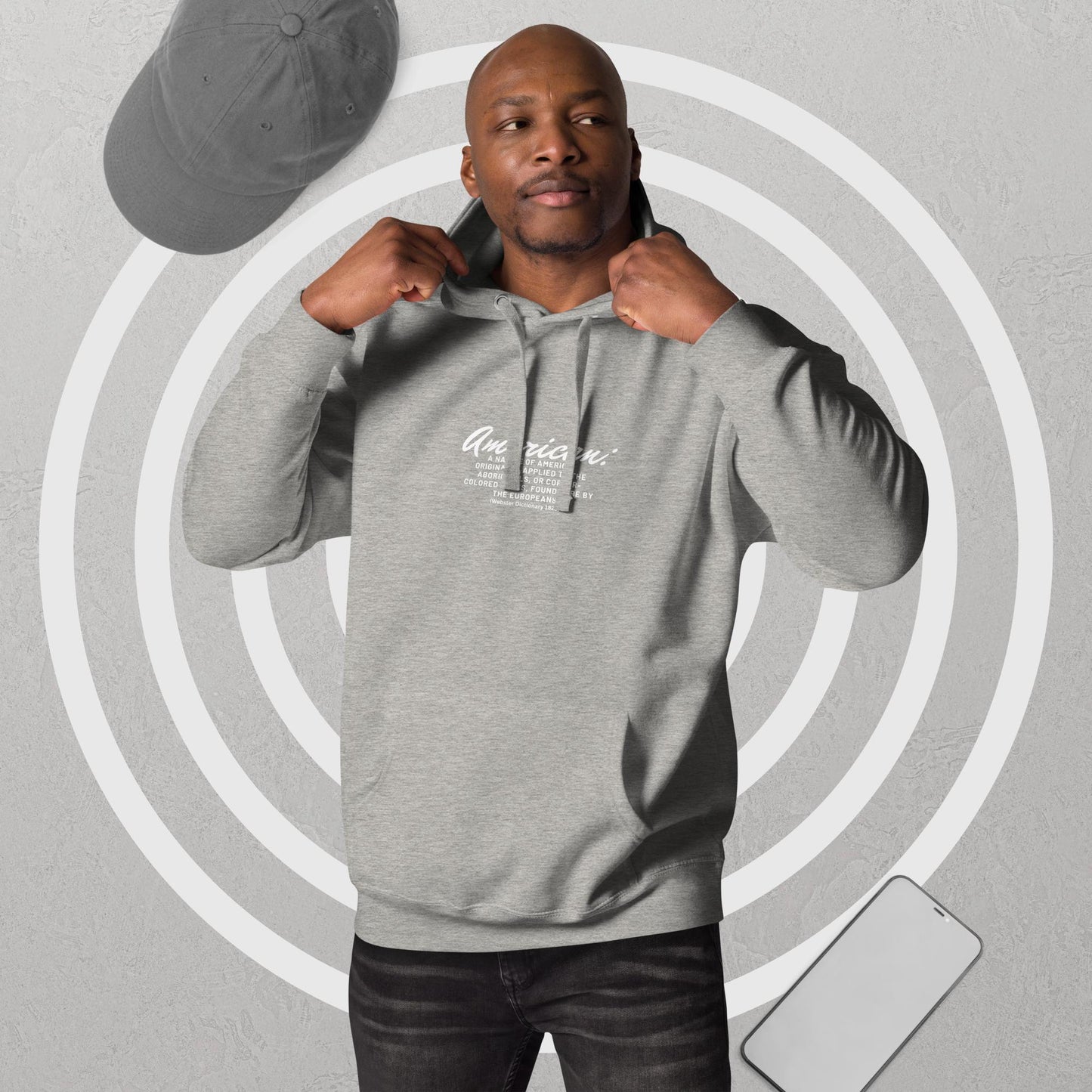 American Unisex Hoodie(white print)