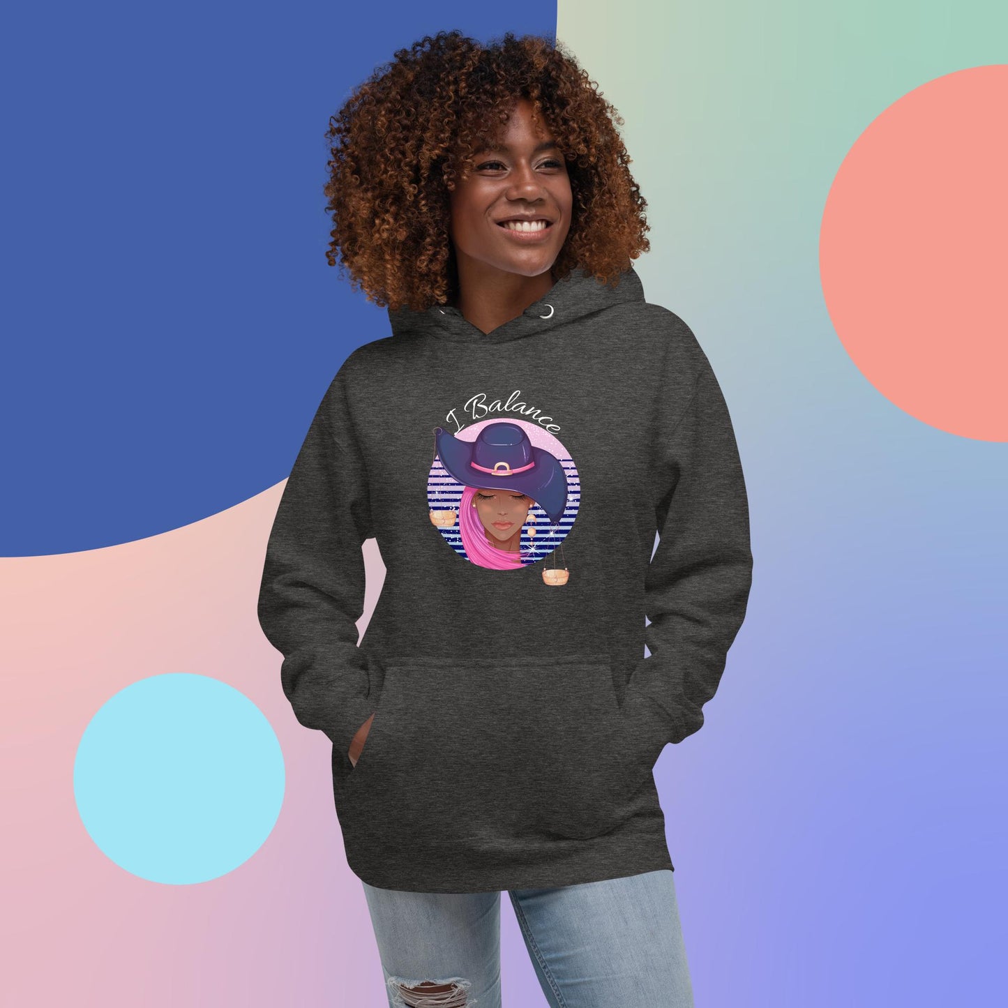Libra I Balance Unisex Hoodie(white print)