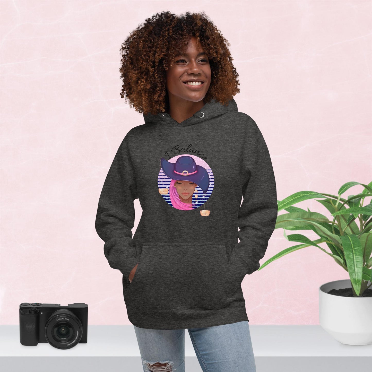 Libra I Balance Unisex Hoodie(black print)