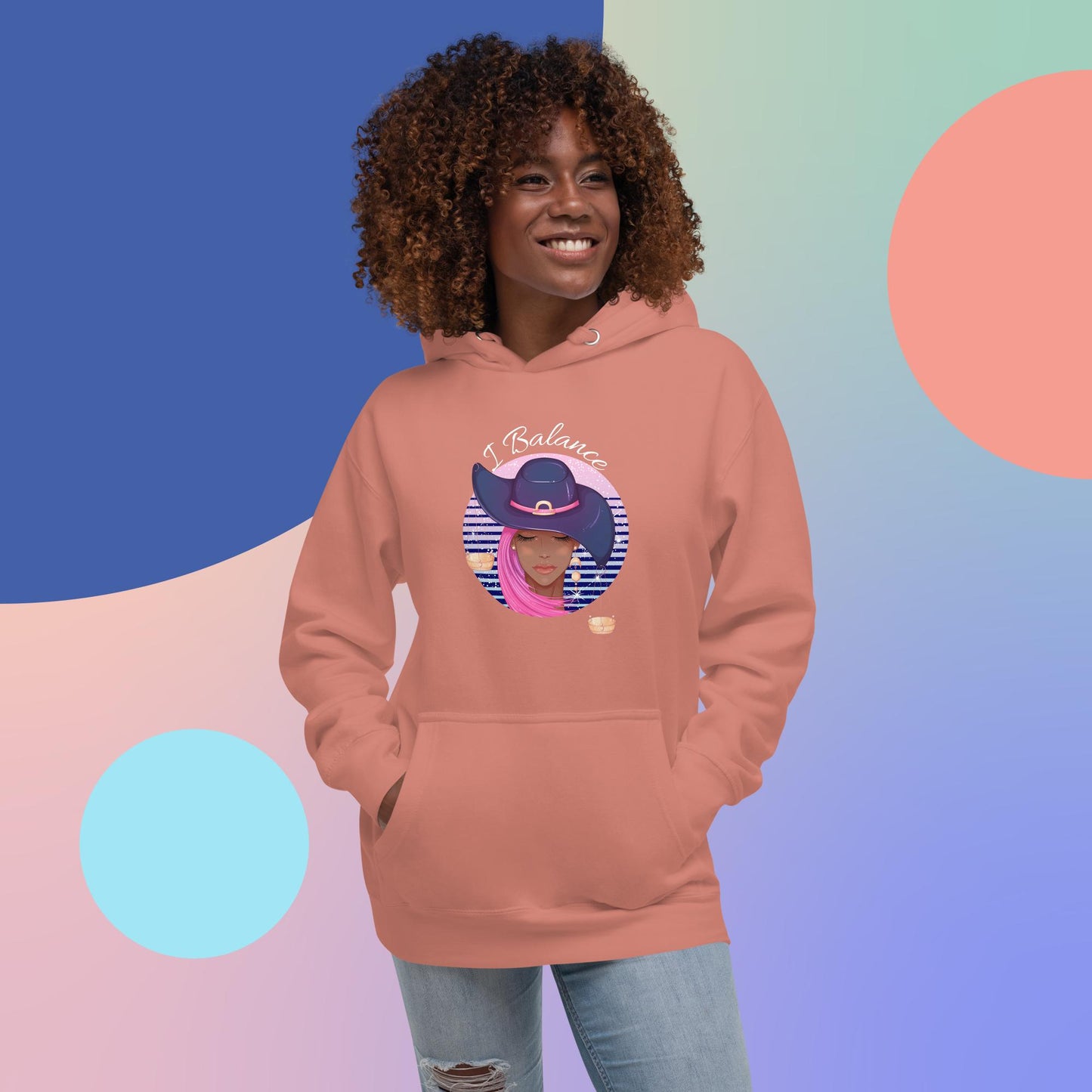 Libra I Balance Unisex Hoodie(white print)