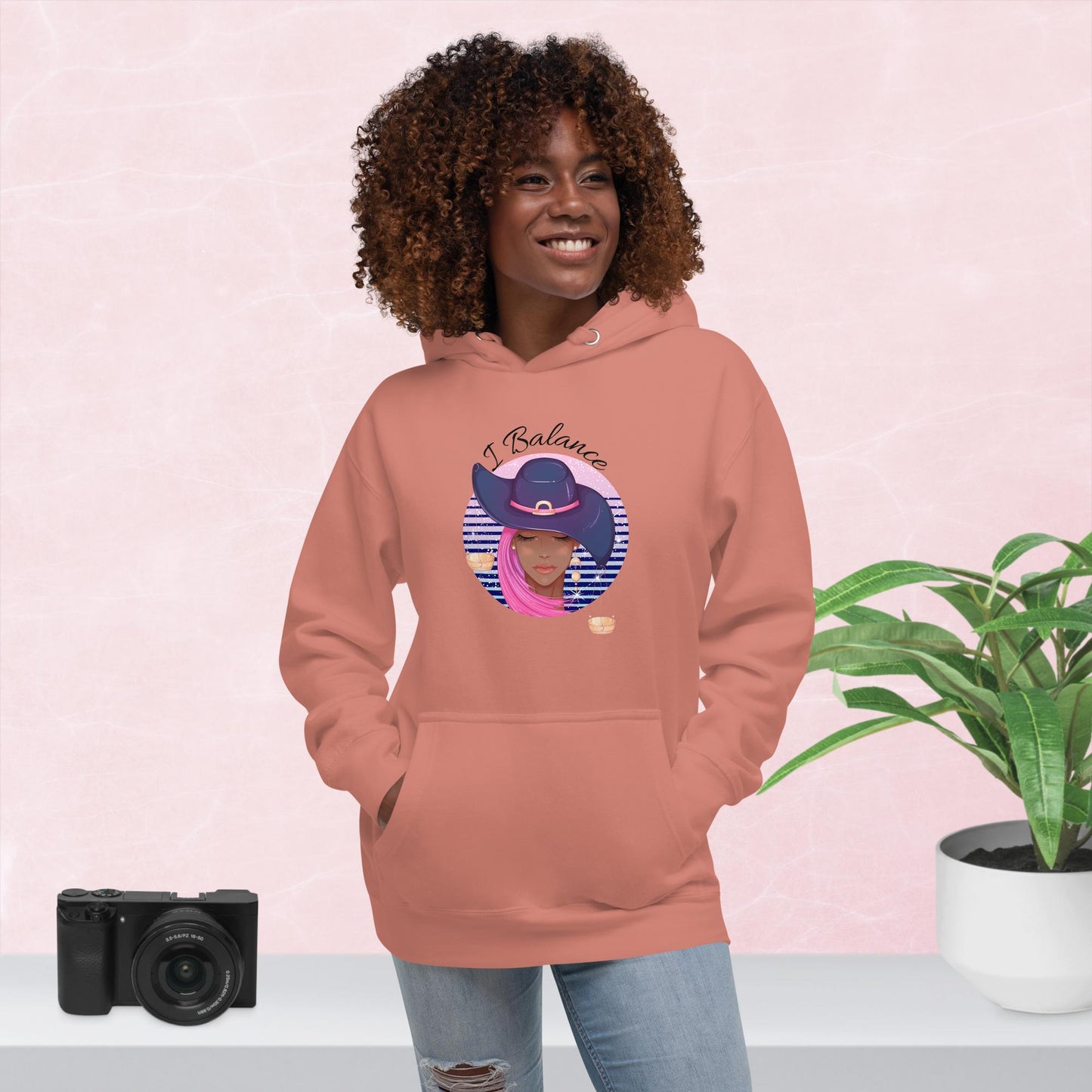 Libra I Balance Unisex Hoodie(black print)