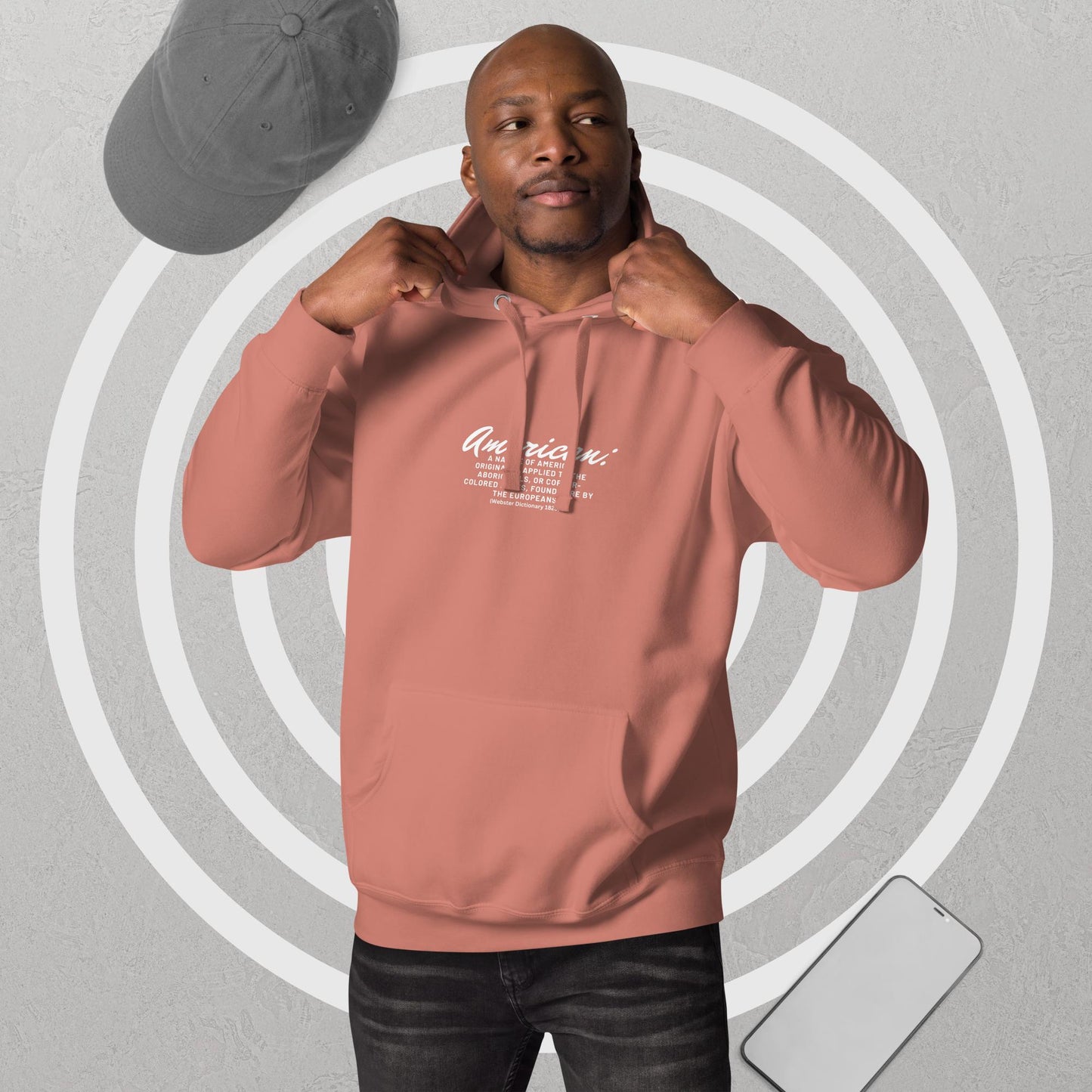 American Unisex Hoodie(white print)