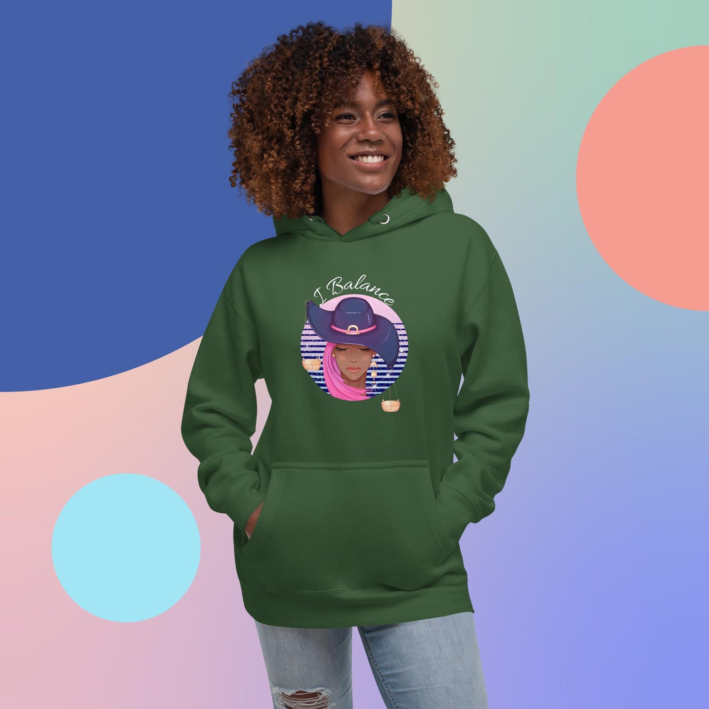Libra I Balance Unisex Hoodie(white print)