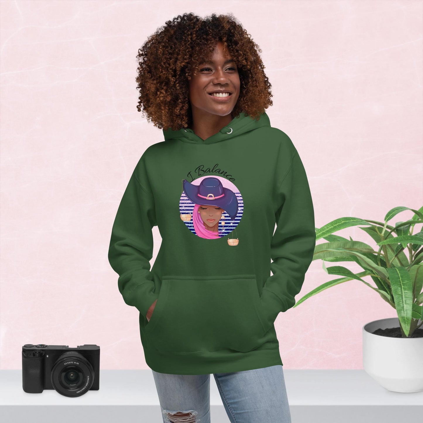Libra I Balance Unisex Hoodie(black print)