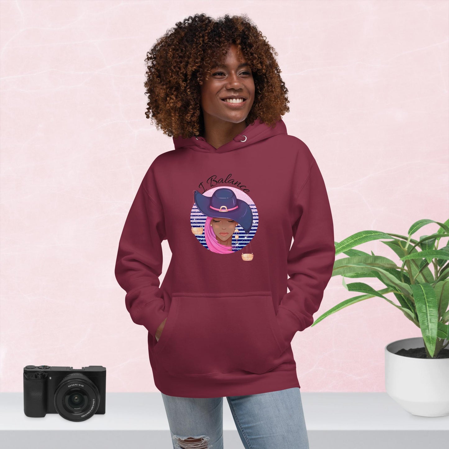Libra I Balance Unisex Hoodie(black print)