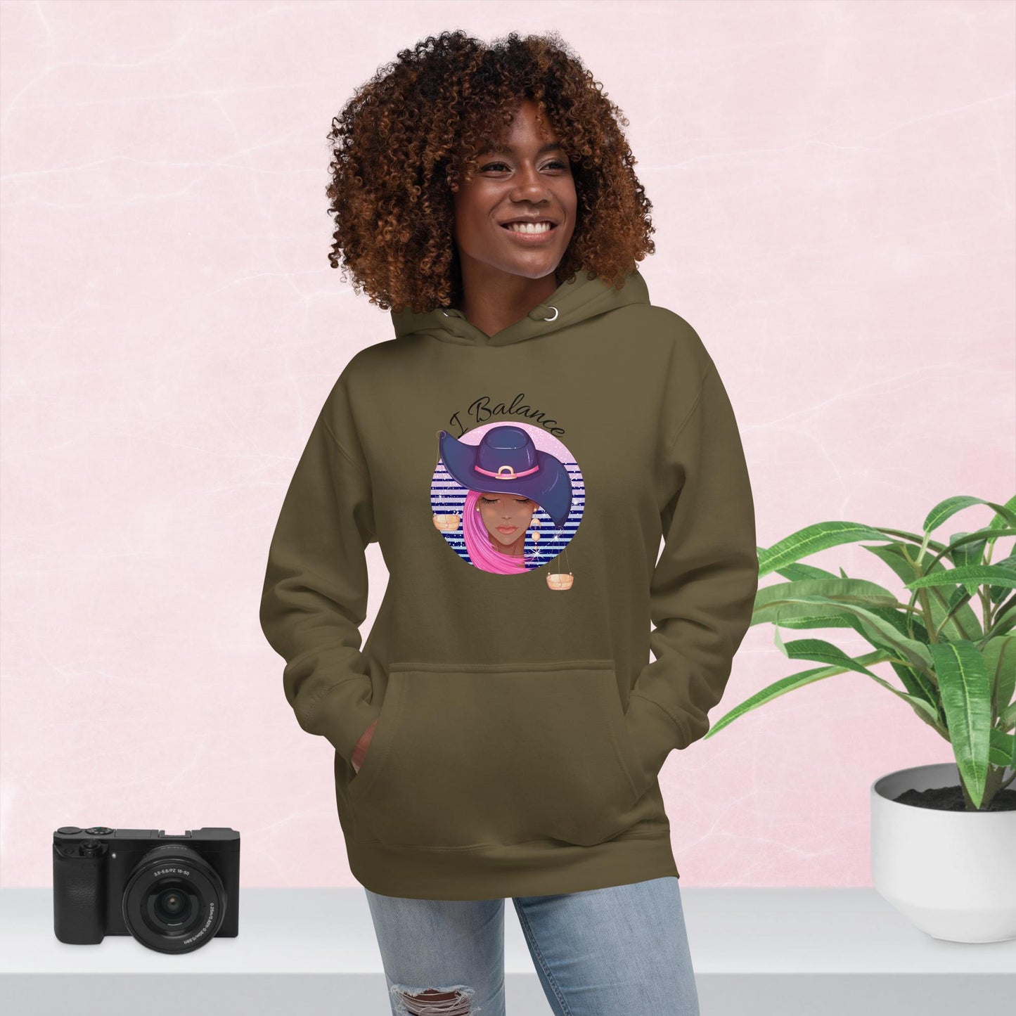 Libra I Balance Unisex Hoodie(black print)