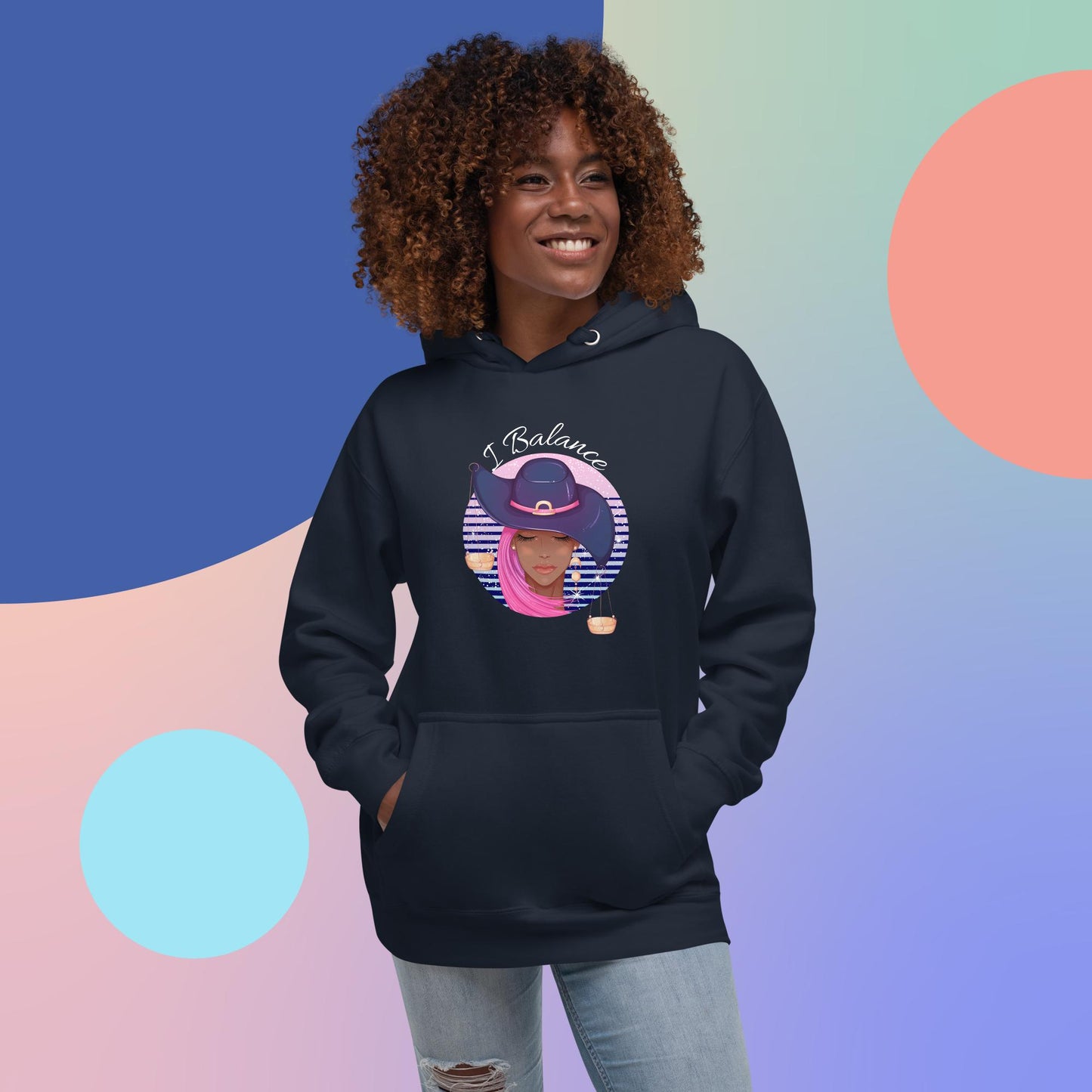 Libra I Balance Unisex Hoodie(white print)