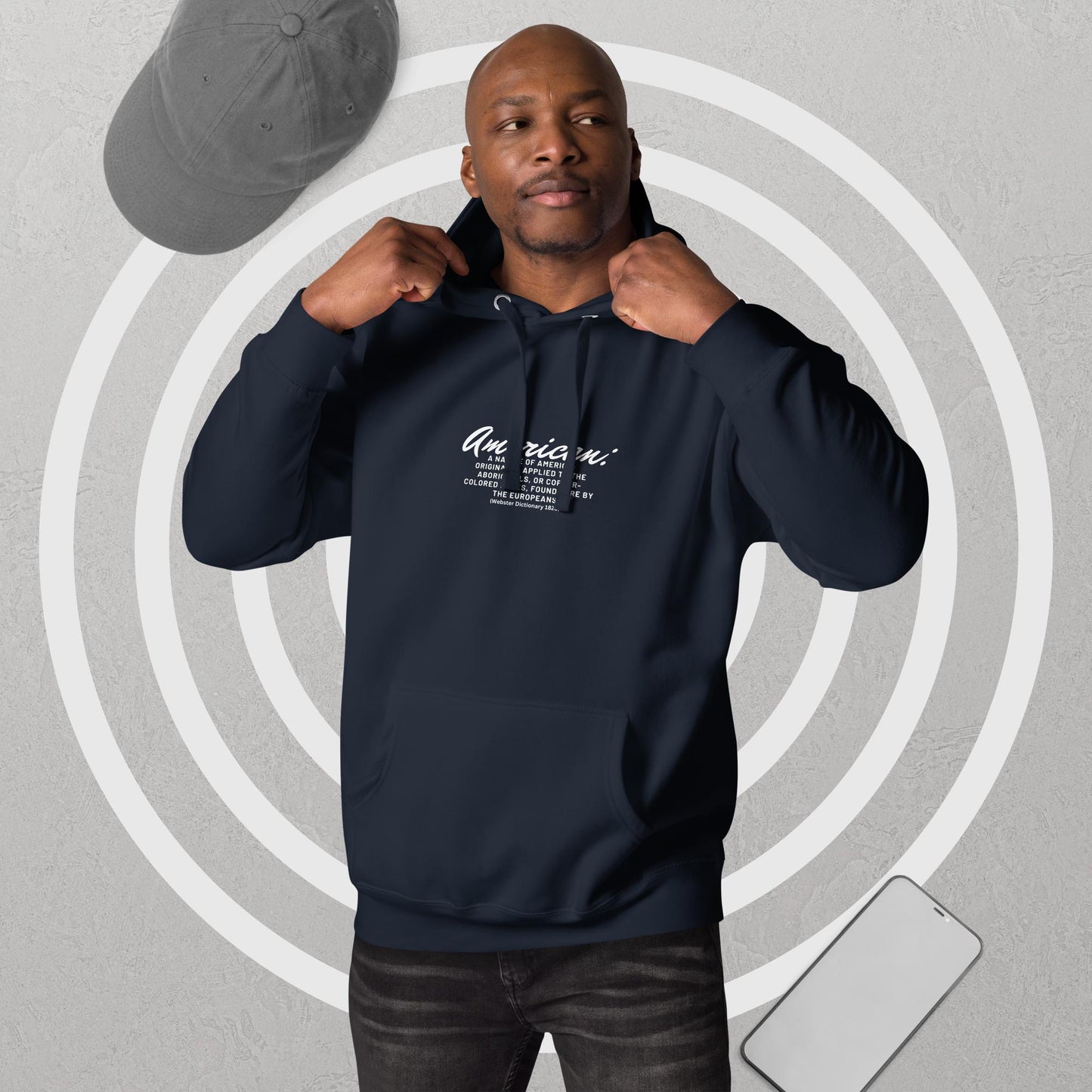 American Unisex Hoodie(white print)