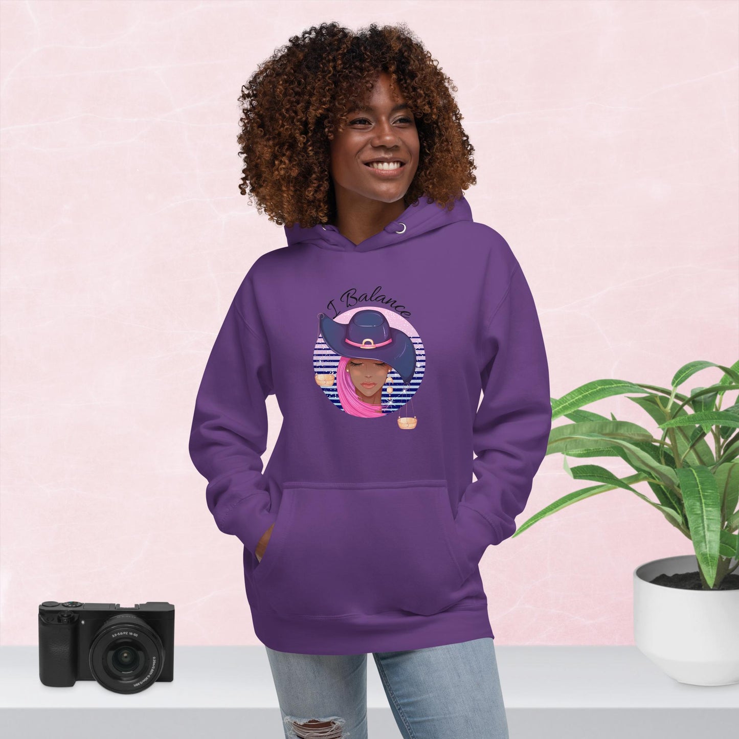 Libra I Balance Unisex Hoodie(black print)