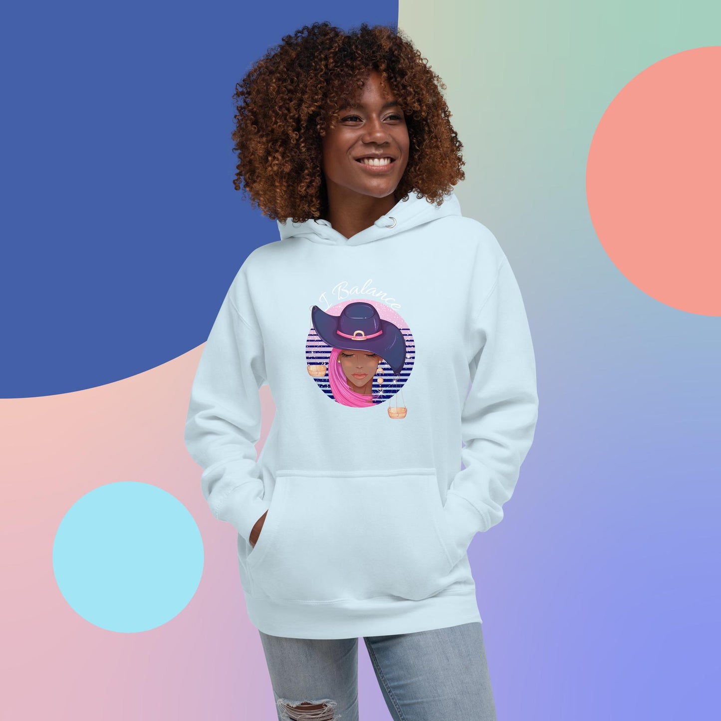 Libra I Balance Unisex Hoodie(white print)