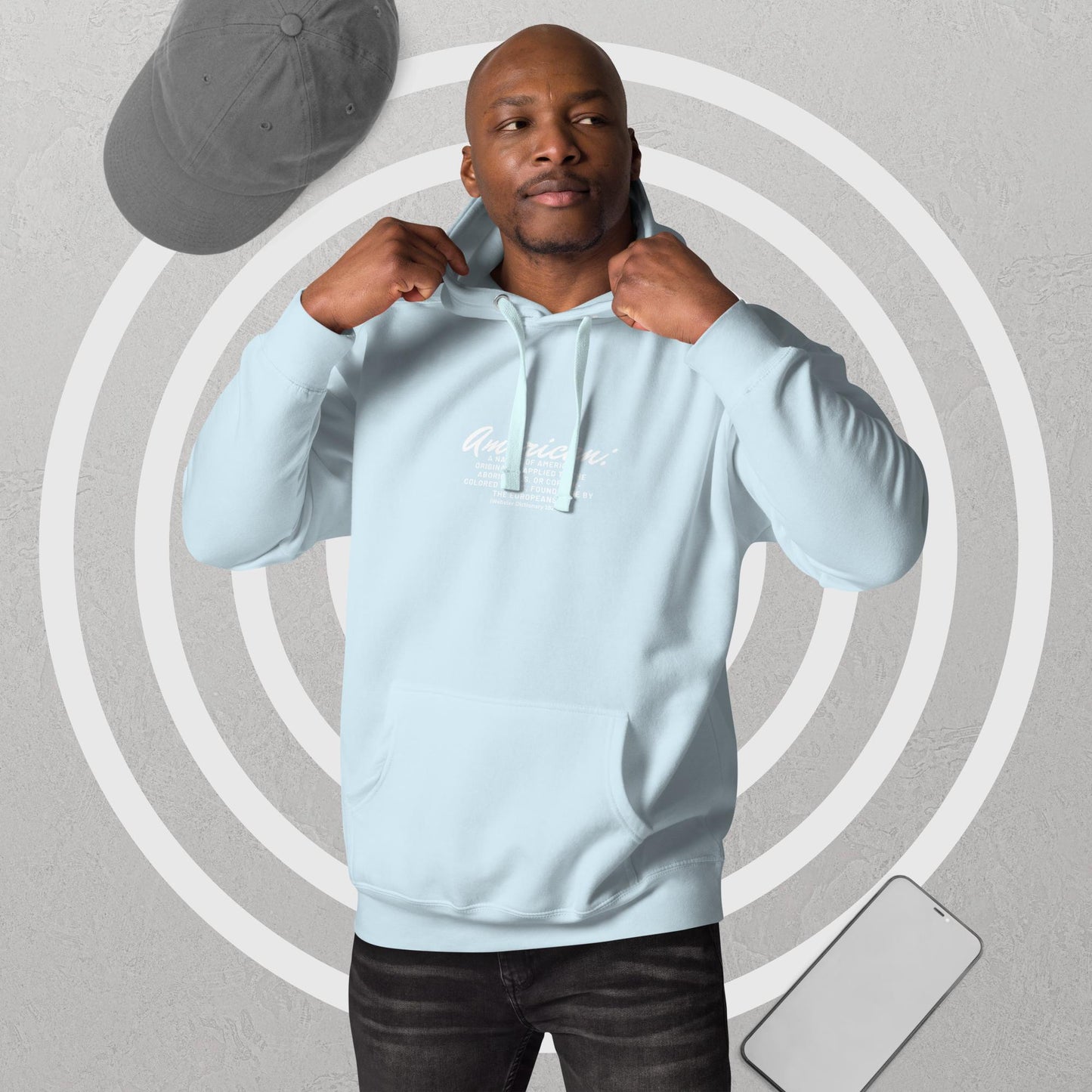 American Unisex Hoodie(white print)