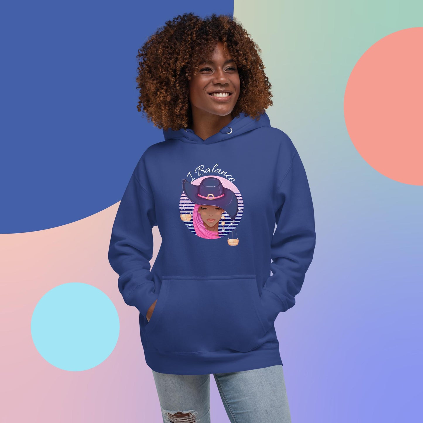 Libra I Balance Unisex Hoodie(white print)