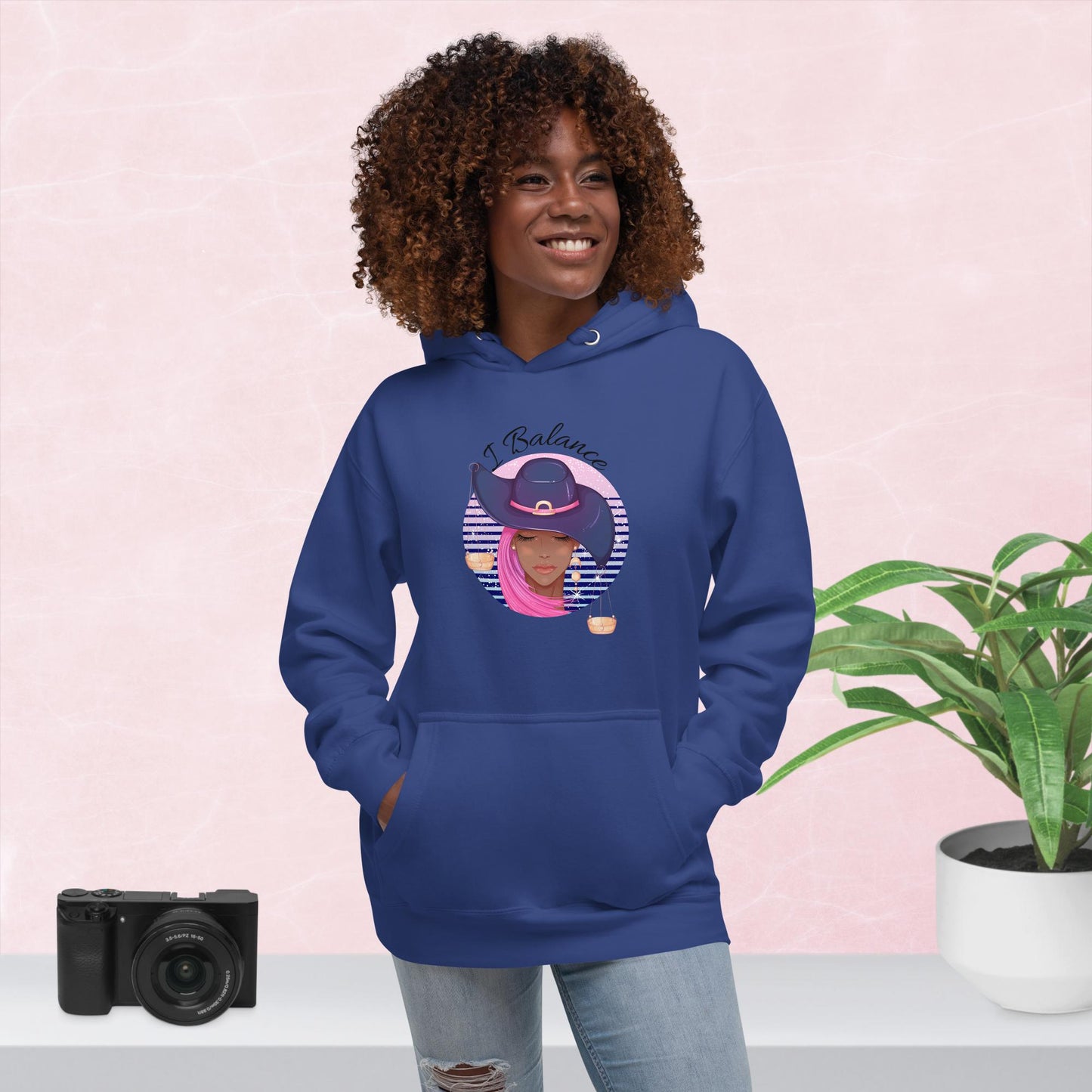 Libra I Balance Unisex Hoodie(black print)