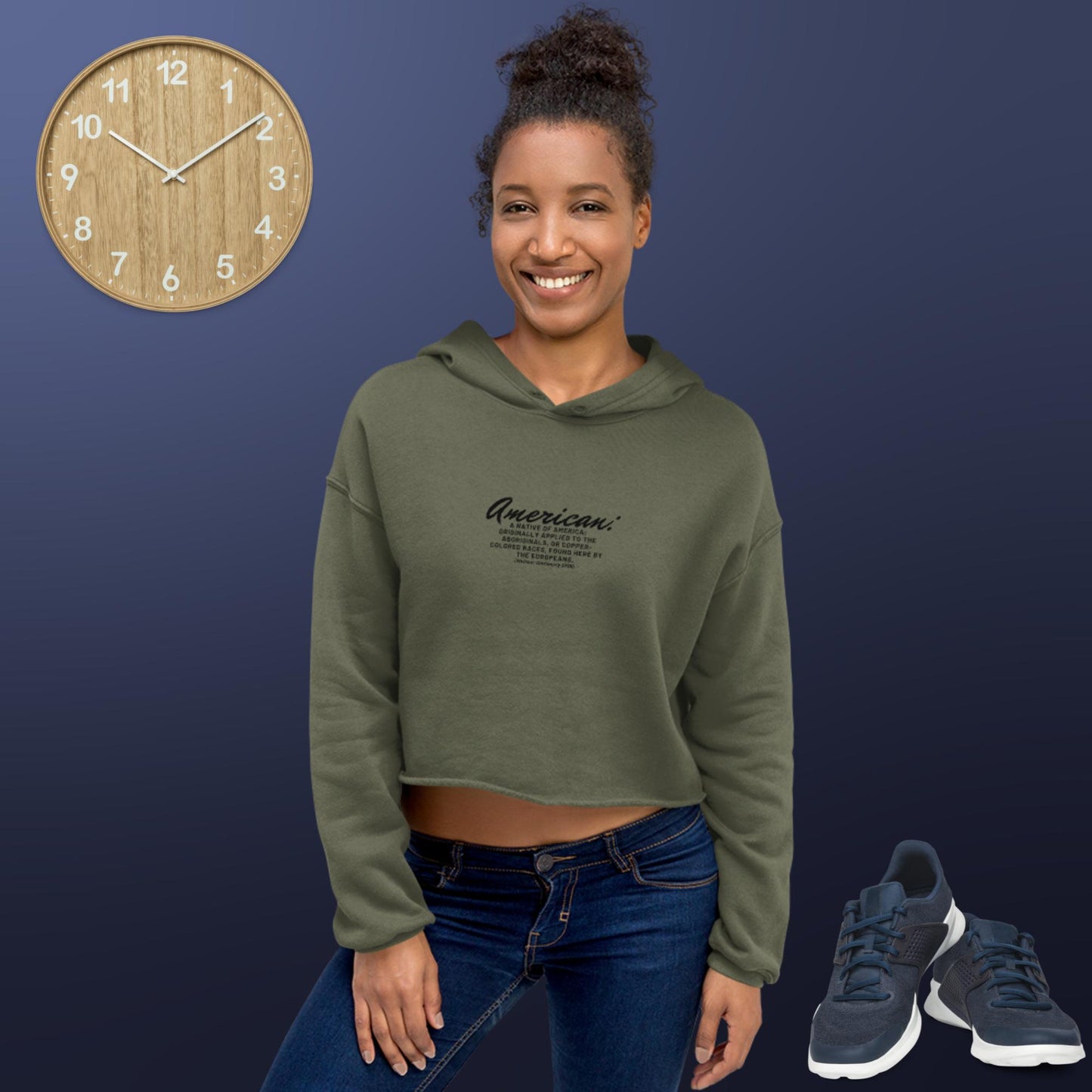 American Crop Hoodie(black print)