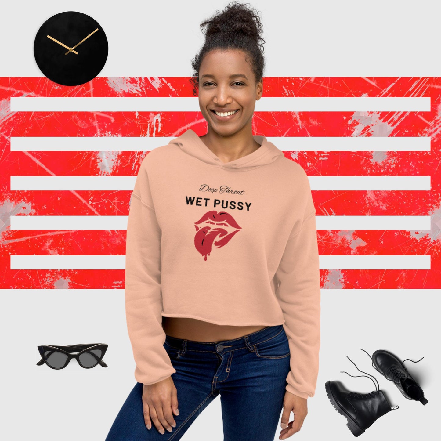 DTWP Crop Hoodie(black print)