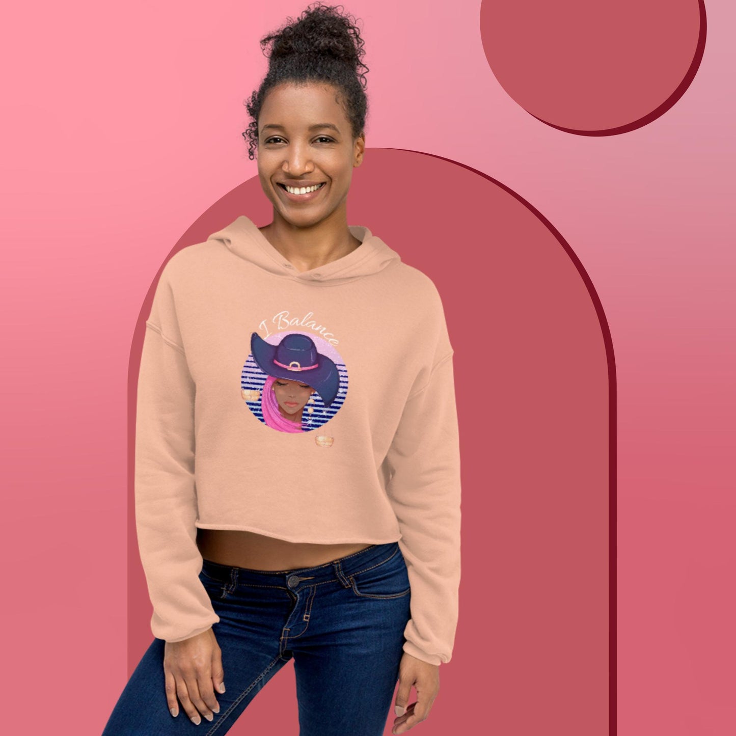 Libra I Believe Crop Hoodie(white print)