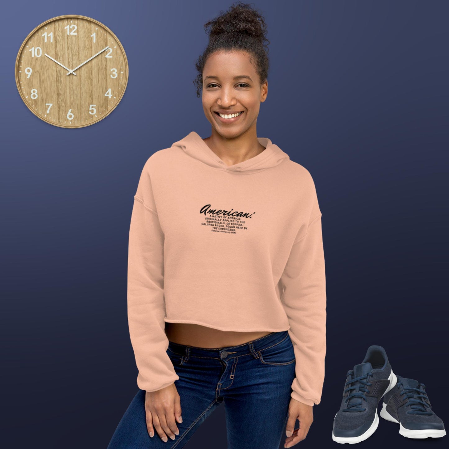American Crop Hoodie(black print)