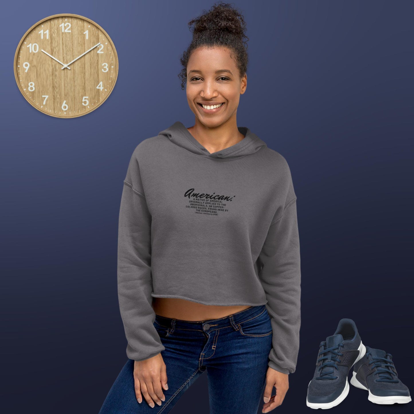 American Crop Hoodie(black print)