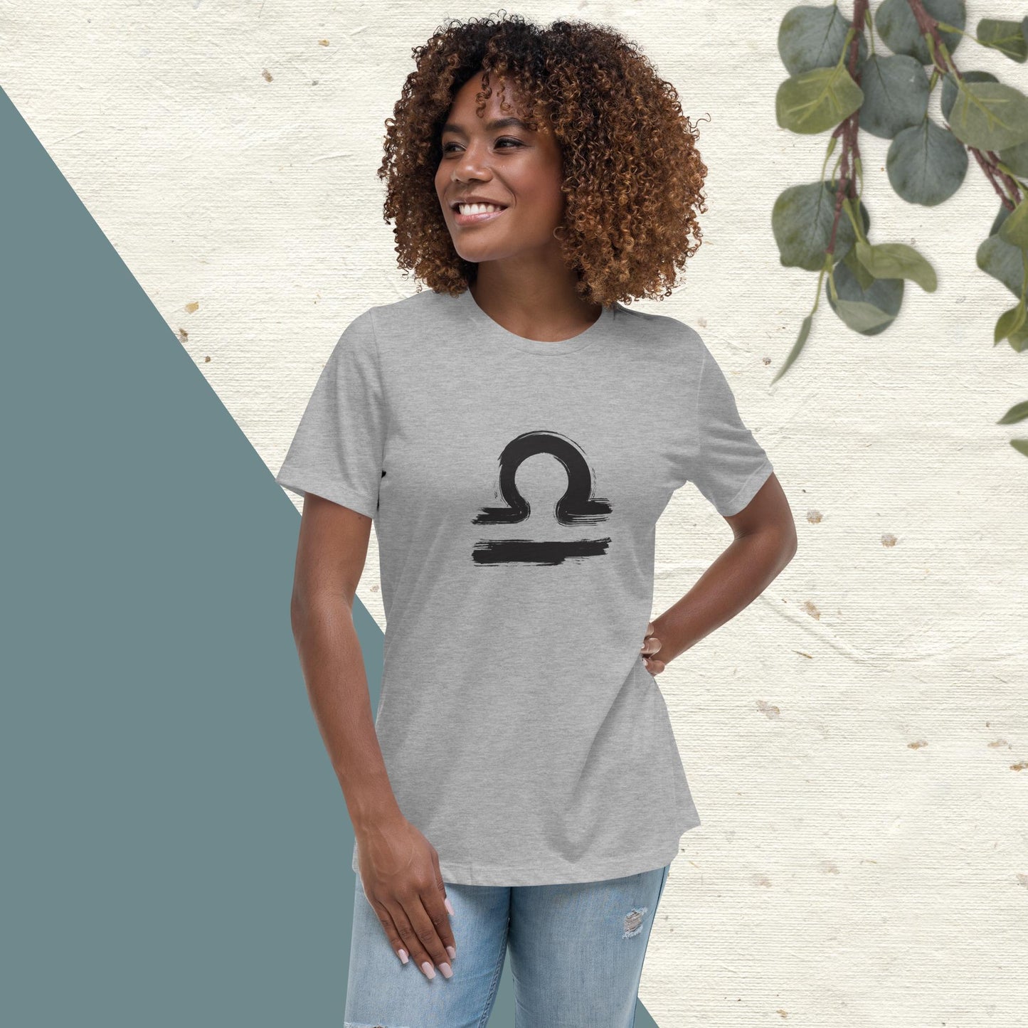Libra Women's Relaxed T-Shirt(black print)