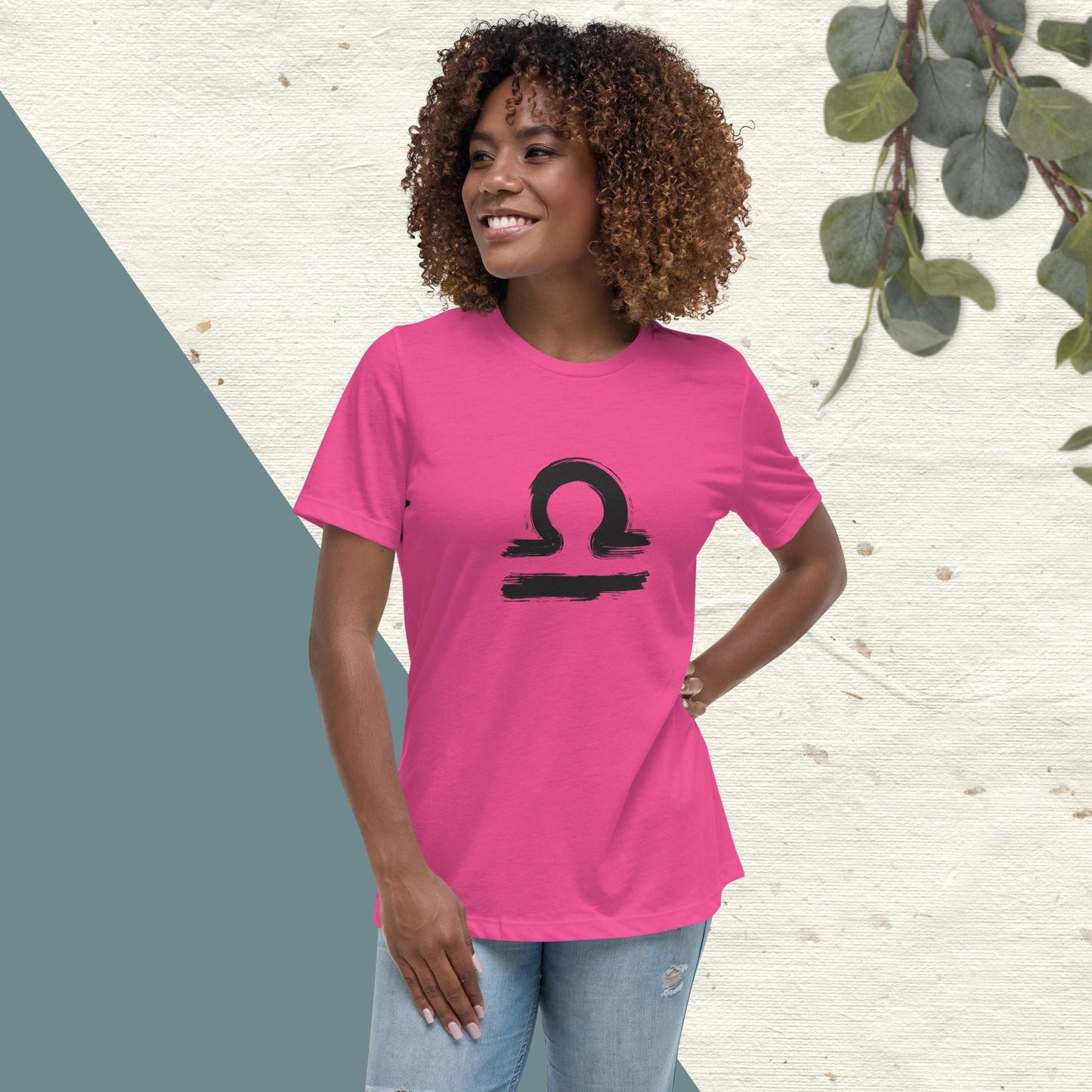 Libra Women's Relaxed T-Shirt(black print)