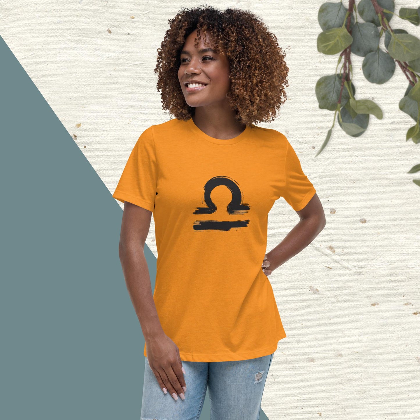 Libra Women's Relaxed T-Shirt(black print)
