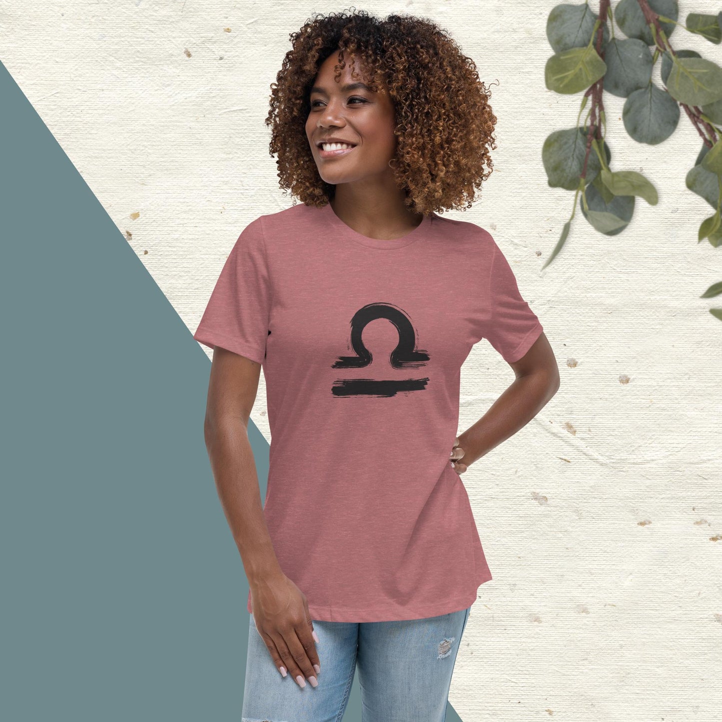 Libra Women's Relaxed T-Shirt(black print)