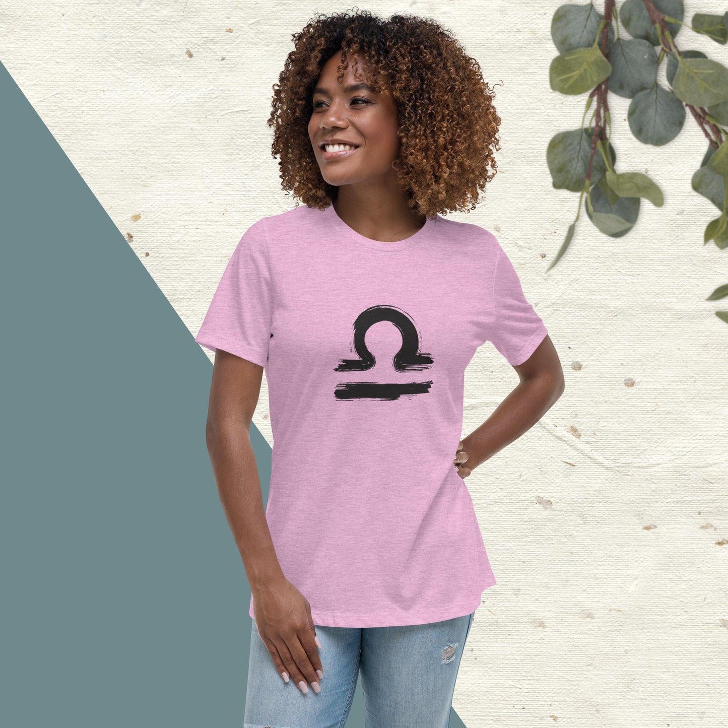 Libra Women's Relaxed T-Shirt(black print)