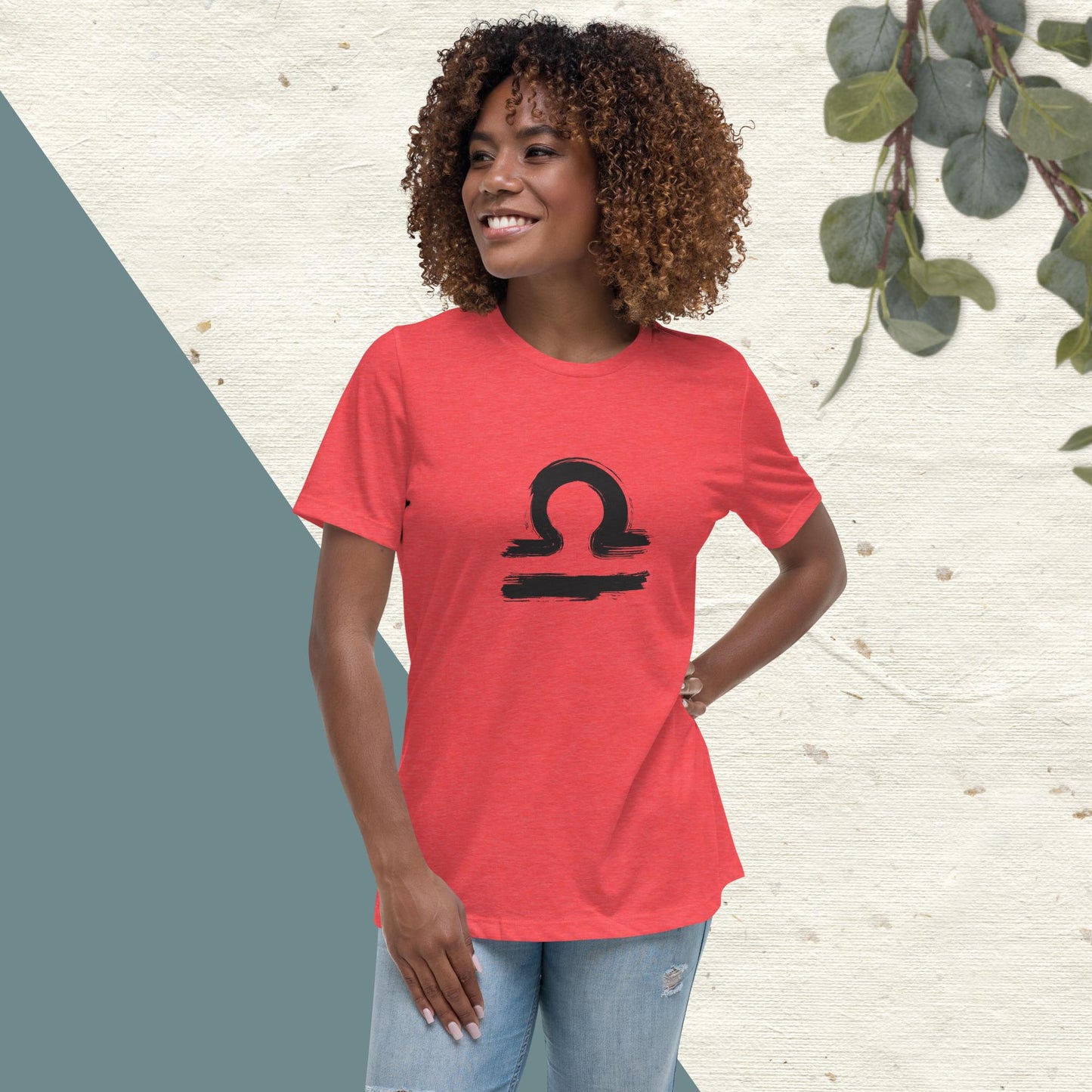 Libra Women's Relaxed T-Shirt(black print)