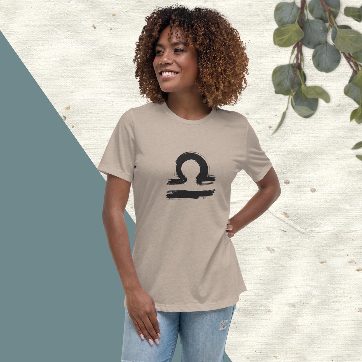 Libra Women's Relaxed T-Shirt(black print)
