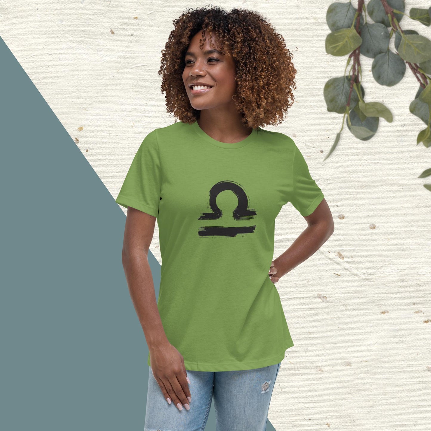 Libra Women's Relaxed T-Shirt(black print)