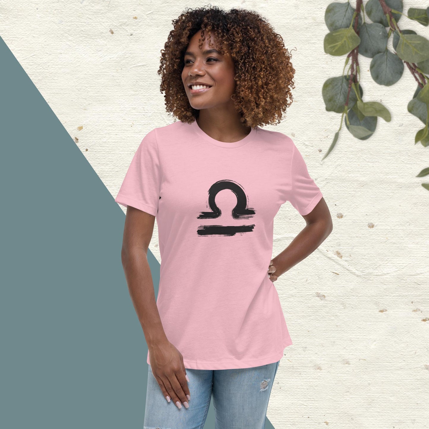 Libra Women's Relaxed T-Shirt(black print)