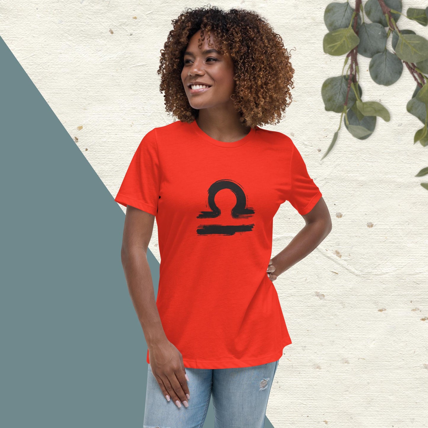 Libra Women's Relaxed T-Shirt(black print)