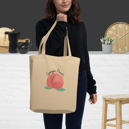 Georgia Peach Eco Tote Bag(black print) 09/25/2023