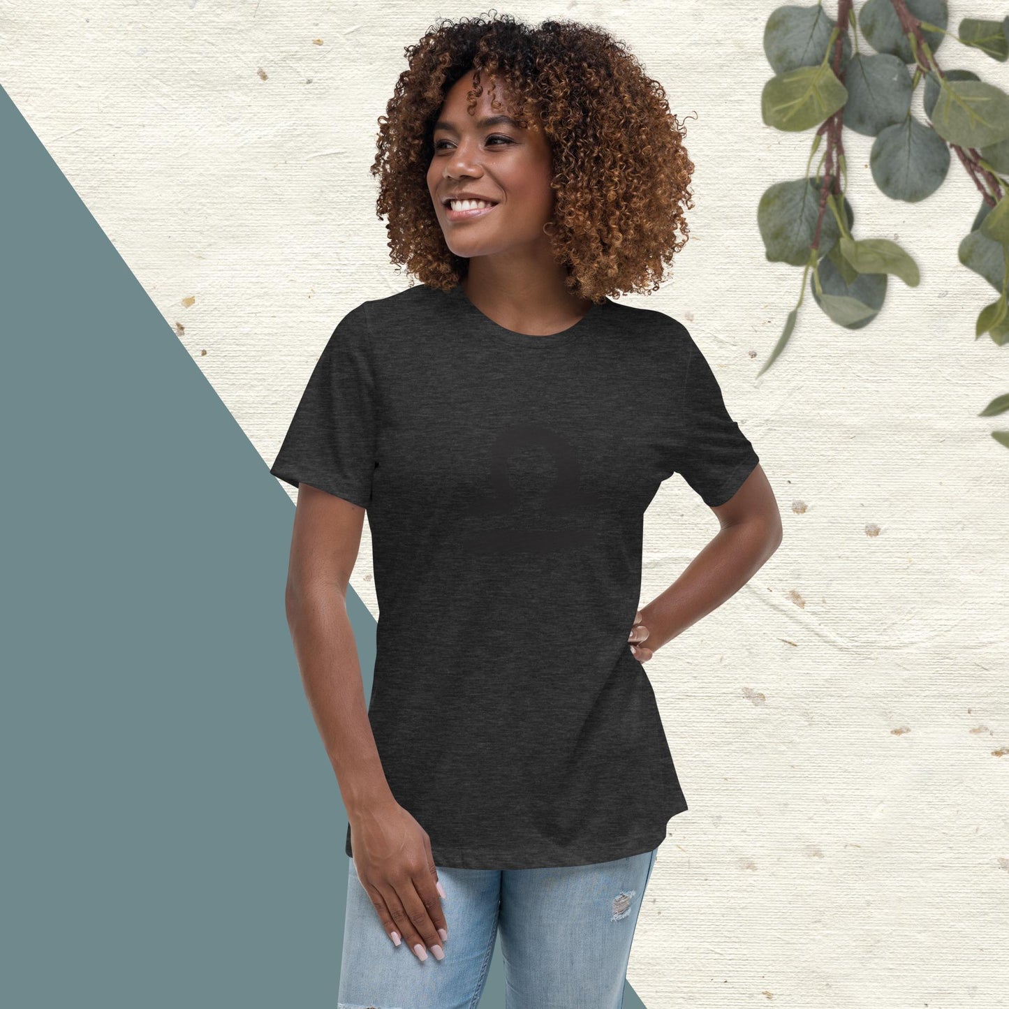 Libra Women's Relaxed T-Shirt(black print)