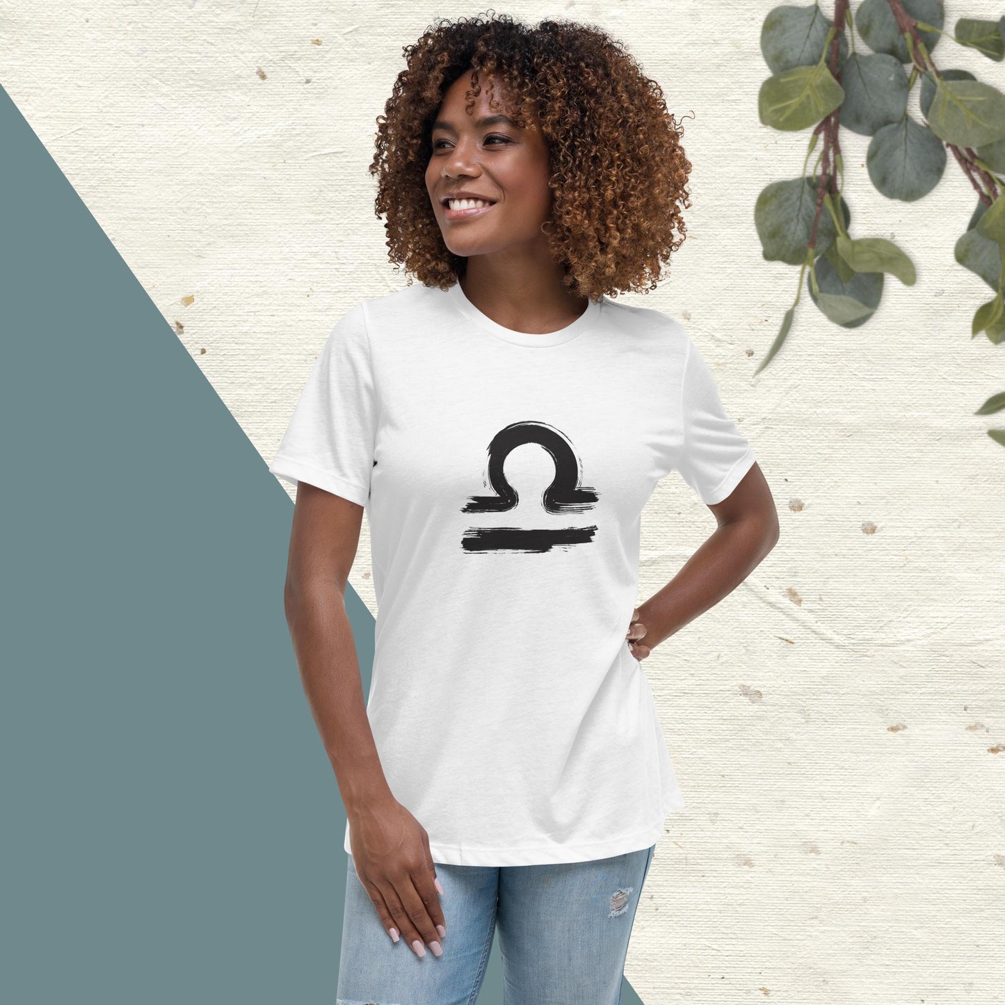 Libra Women's Relaxed T-Shirt(black print)